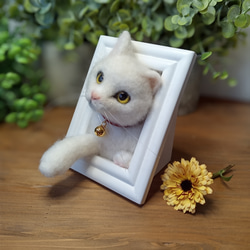 触れ合える ねぇねぇ猫ちゃん】白猫ver.【猫】【羊毛フェルト】 羊毛