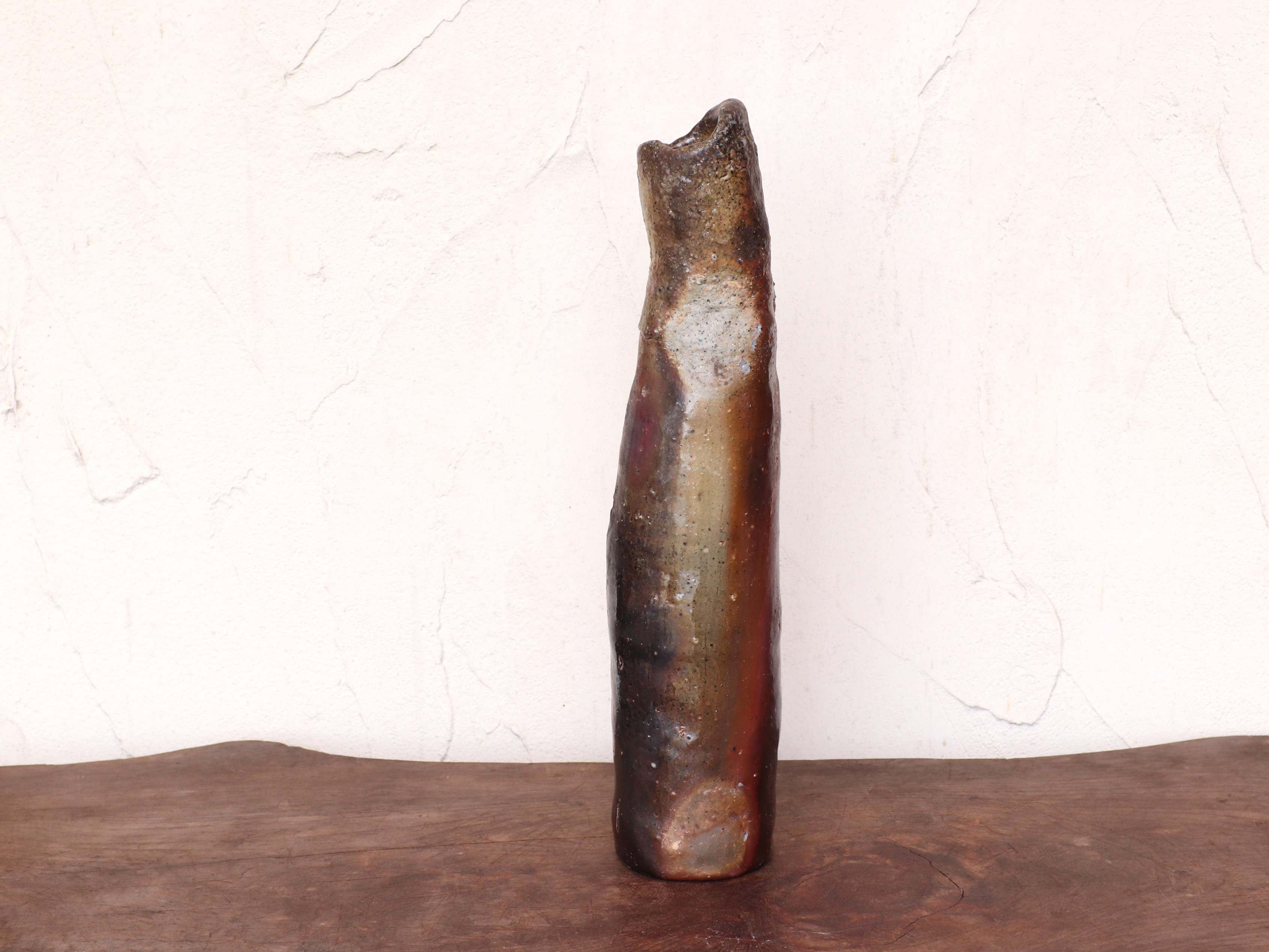 備前焼 窯変花入れ(手びねり)　h3-135