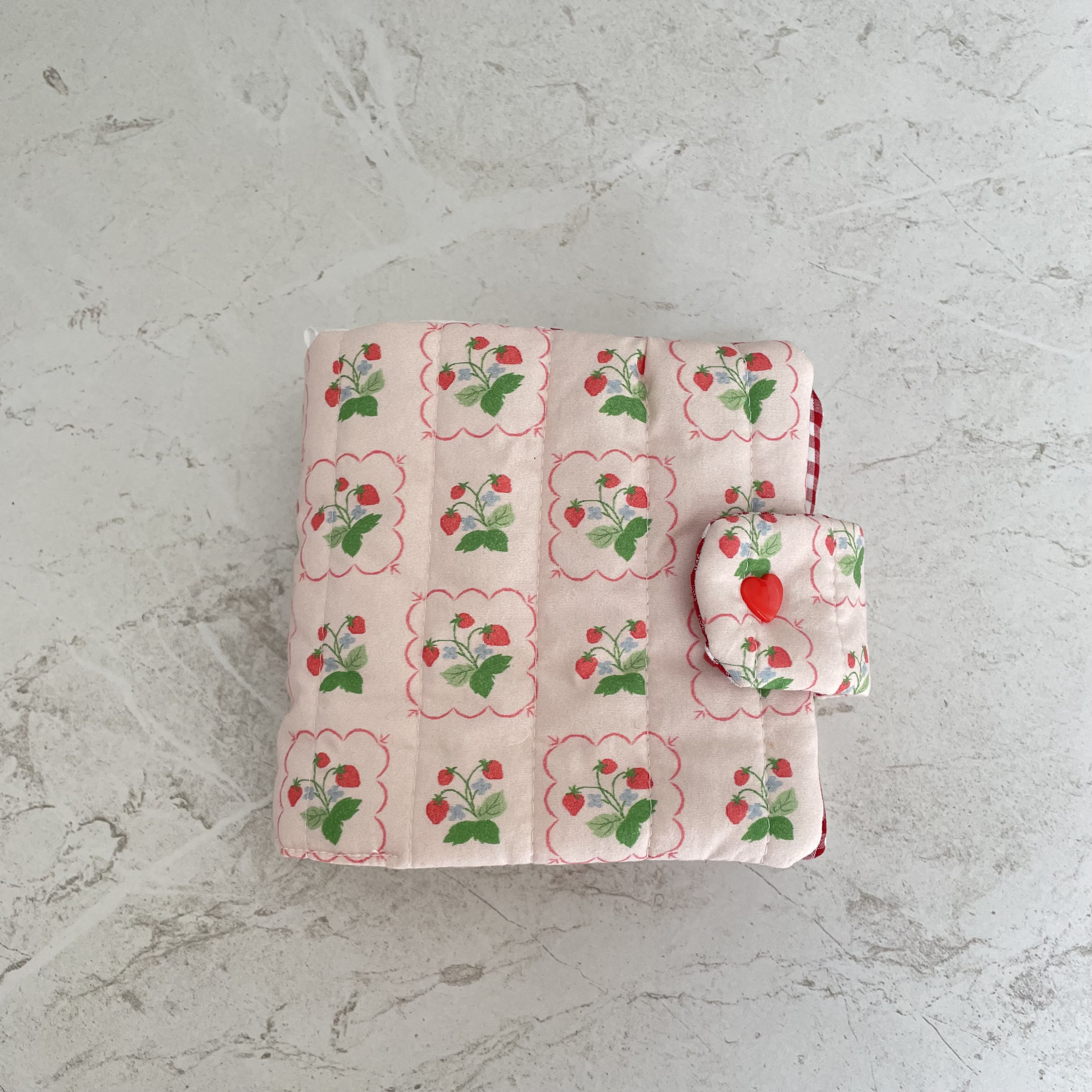 ましかくバインダーカバー＆バインダーセット　いちご　ギンガムチェック　バインダー貯金　韓国　セービングチャレンジ