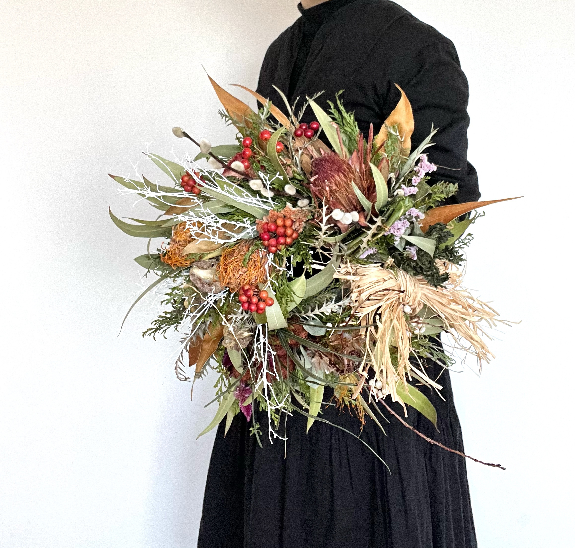 【約40㎝✨️】自然のハーモニー♪ドライフラワーリース　お誕生日　ディスプレイ　新築祝い　御祝　開店祝　退職祝　新生活