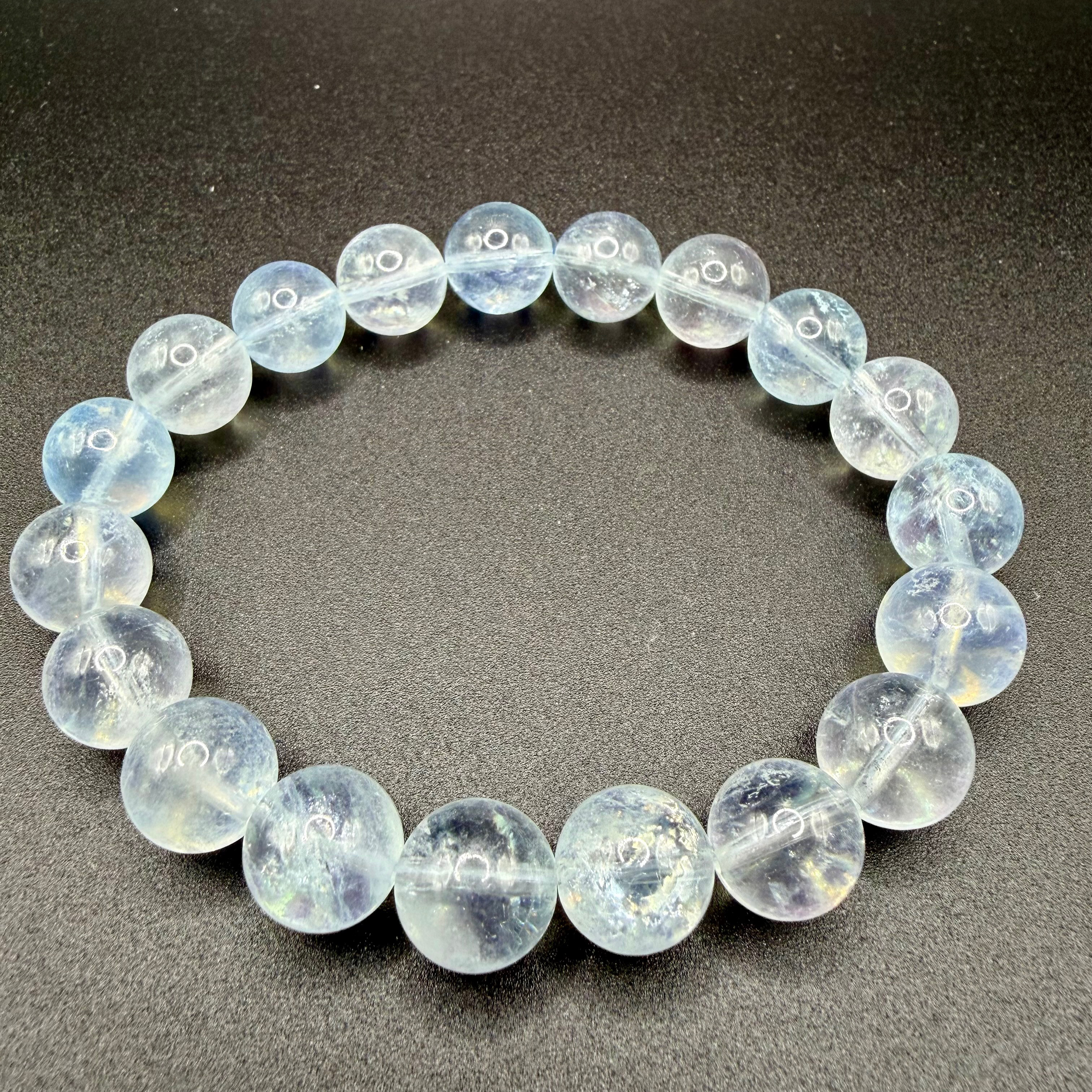 アクアマリン ブレスレット 透明感 淡水色 10mm 天然石 16cm 一点物