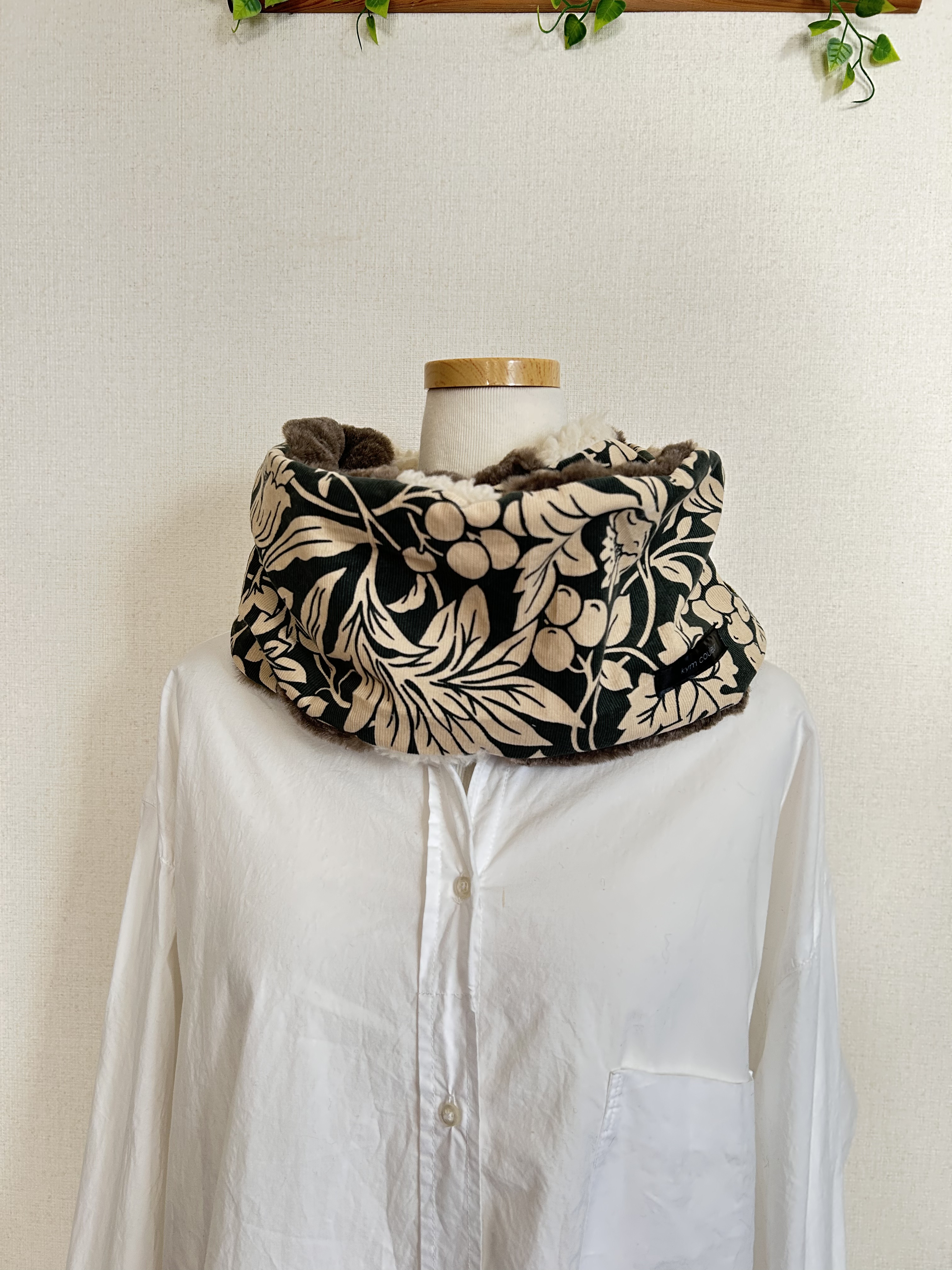 冬グリーンコーデュロイバード＆ふわふわファーロングスヌード