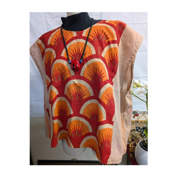 手ぬぐいと浴衣色々柿渋染めパンツ 手ぬぐいリメイク ロングパンツ