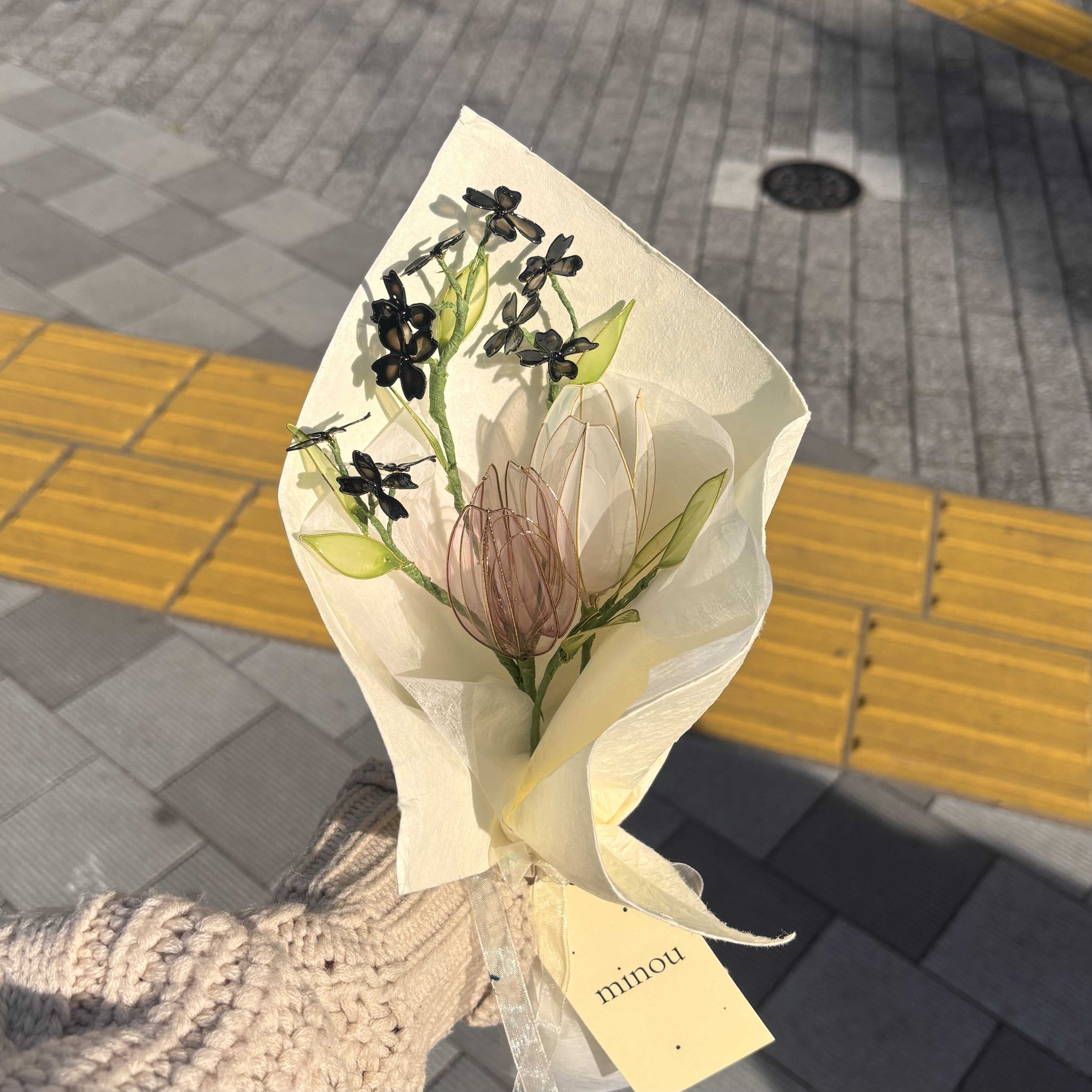 dusty pink tulip bouquet 透け感チューリップブーケ