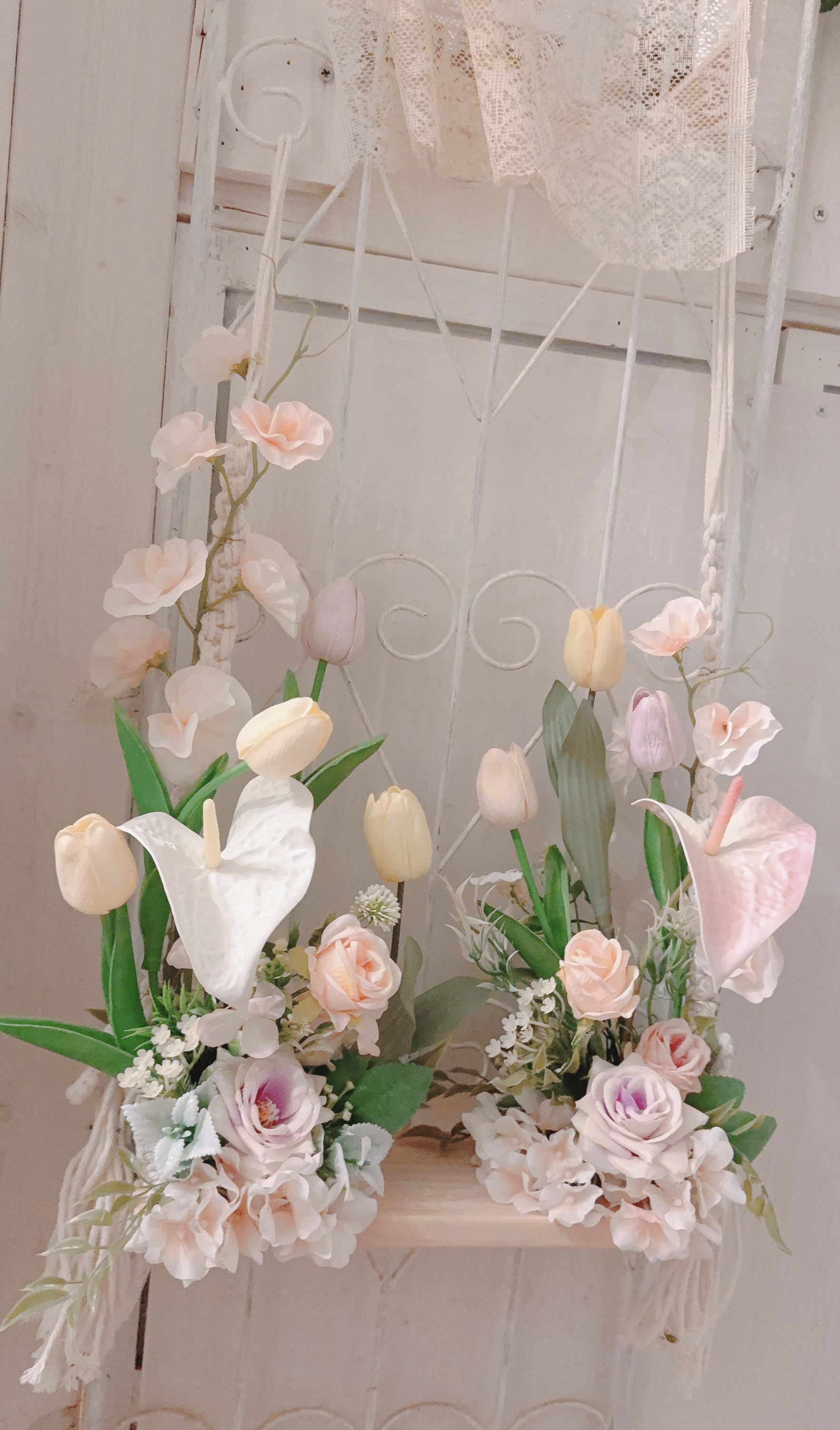 ❤️SALE❤️チューリップ*..パステルカラーフラワーブランコアレンジ⸜︎⸝ྀི
