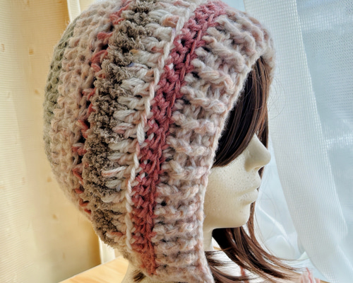 【Y】ボンネット バラクラバ ニット帽 編み物 ハンドメイド グランジ ボンネット #ボンネット #バラクラバ #フード帽 #ニット帽 #手編み