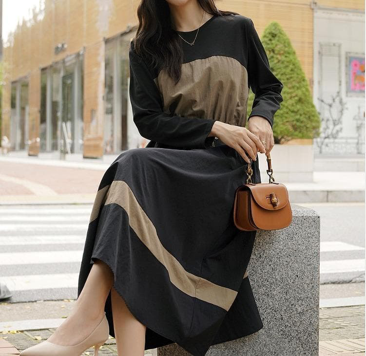 大きいサイズ レディース ワンピース　ひざ丈　春 秋冬 新品 長袖