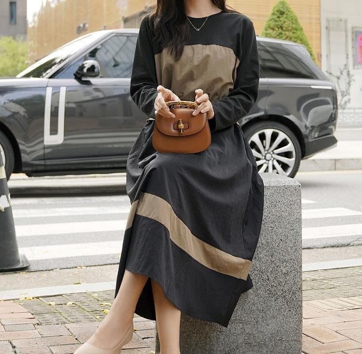 大きいサイズ レディース ワンピース　ひざ丈　春 秋冬 新品 長袖