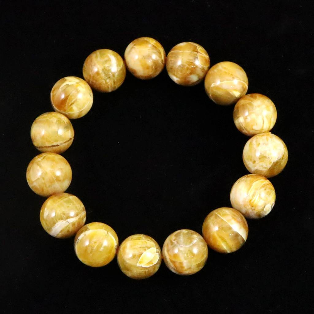 バルト海産 ゴールデンオパール 15mmブレスレット 58.5g #83529