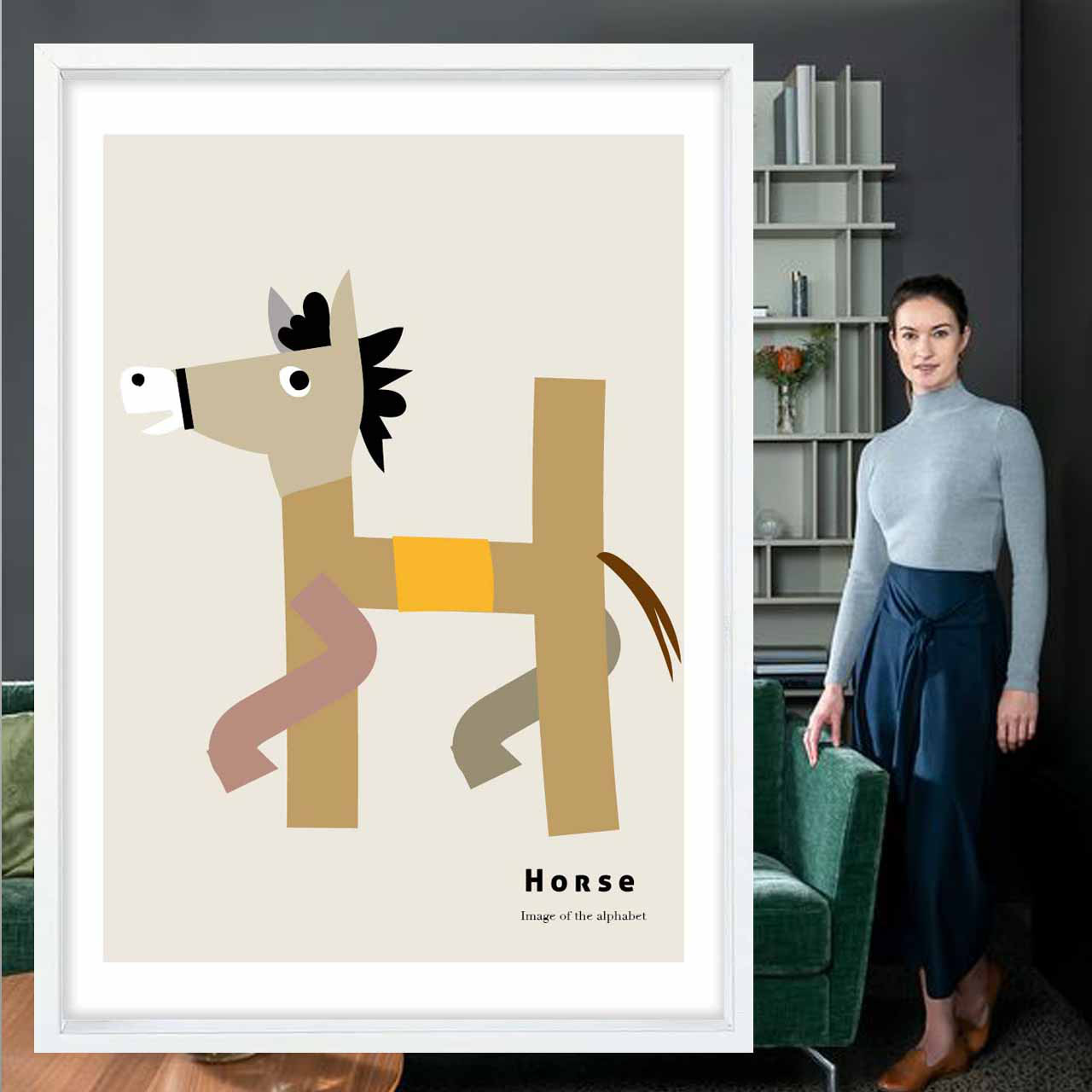 アルファベットH   馬　送料無料　どうせなら楽しいポスター　ポスター　アートポスター　アート/sei検索新着　1594