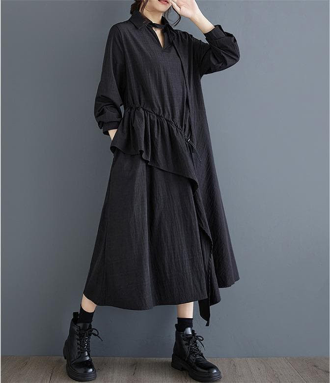 大きいサイズ レディース 秋冬　ワンピース　フリル　春 新品 長袖　赤　シャツ