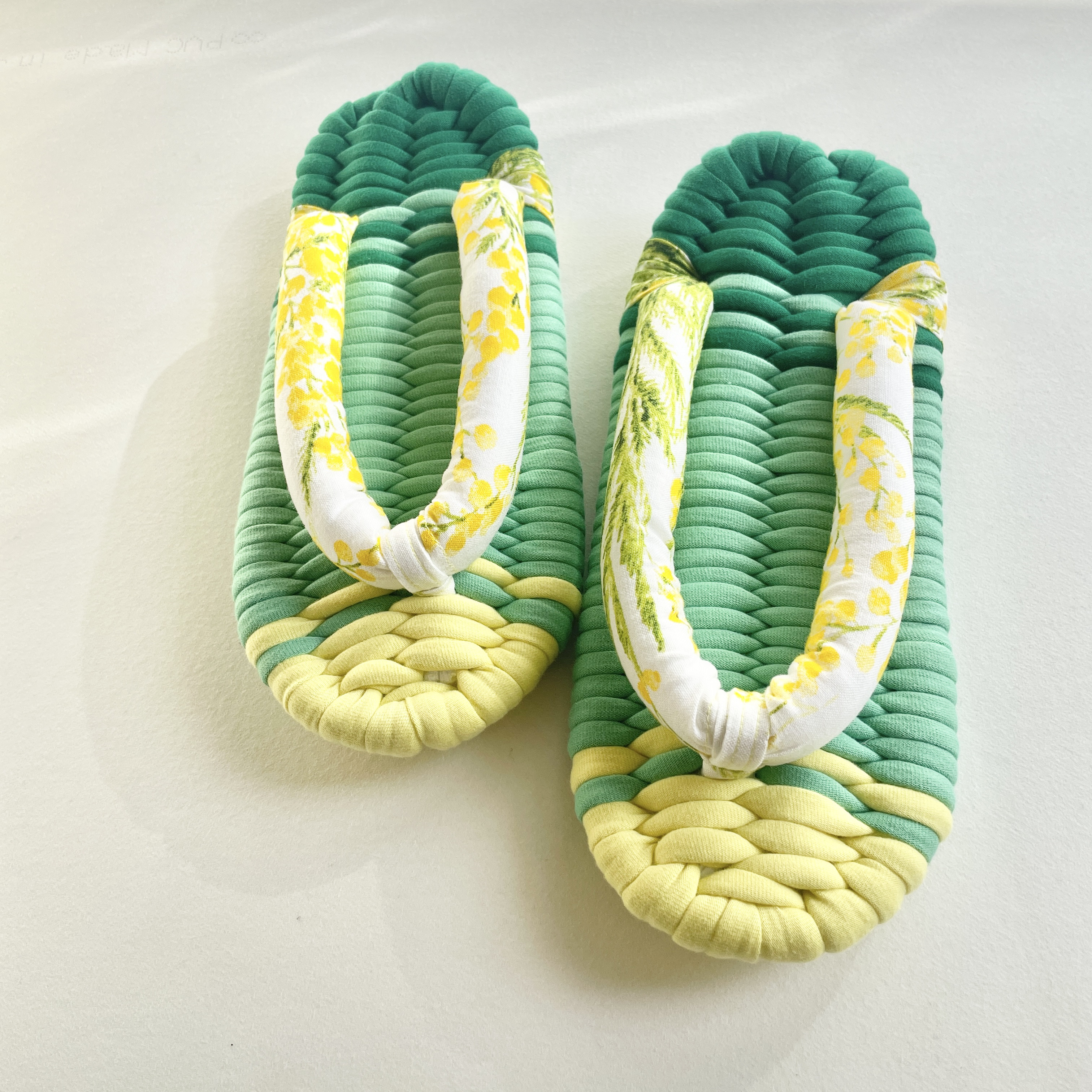 布ぞうり　ミモザ　Lサイズ　黄色　グリーン