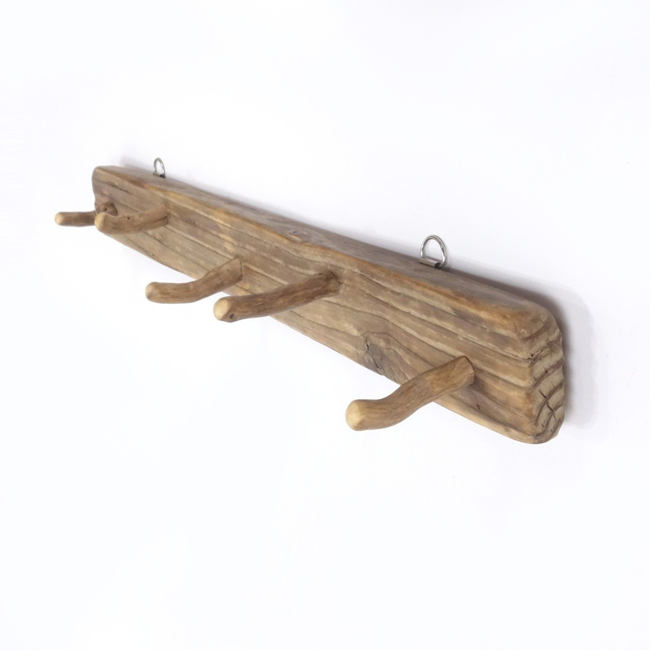 【温泉流木】ひょろり枝とおだやか板流木の壁掛けフック ウォールフック 流木インテリア