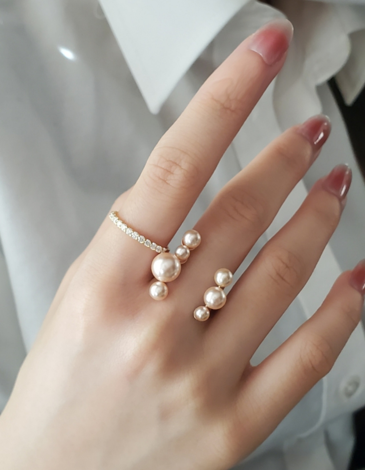 桜ひらく指先に ― ピンクパールリングセレモニーにぴったり、ER-240