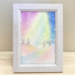 風景画 花畑 たんぽぽ 猫 パステル アート 絵画 可愛い 春 原画 青空