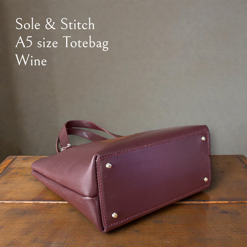 Sole & Stitch◇靴屋が作る革小物◇A5 トートバッグ／ワイン トート