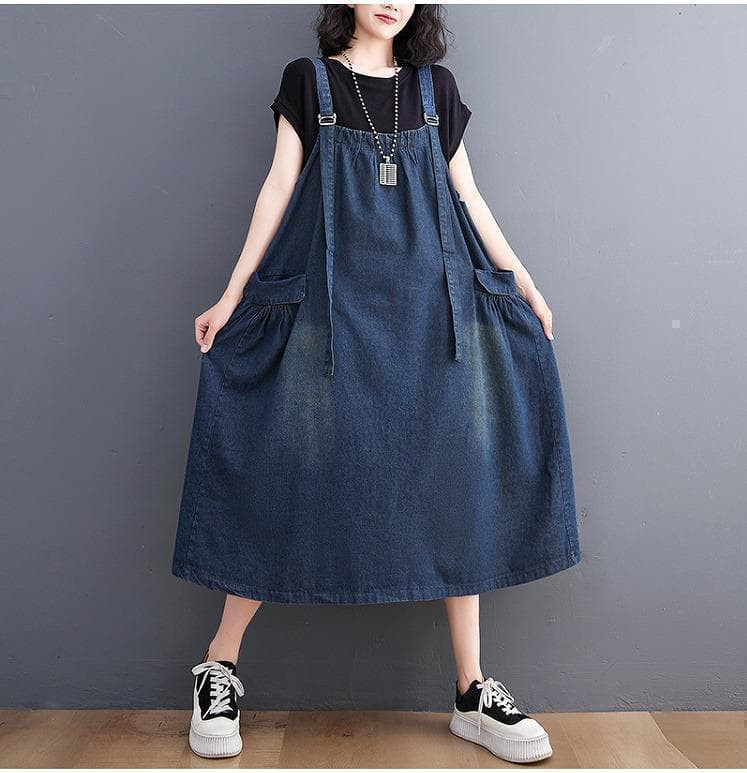 【ラス１】大きいサイズ　レディース　デニム　サロペット　ワンピース　ロング