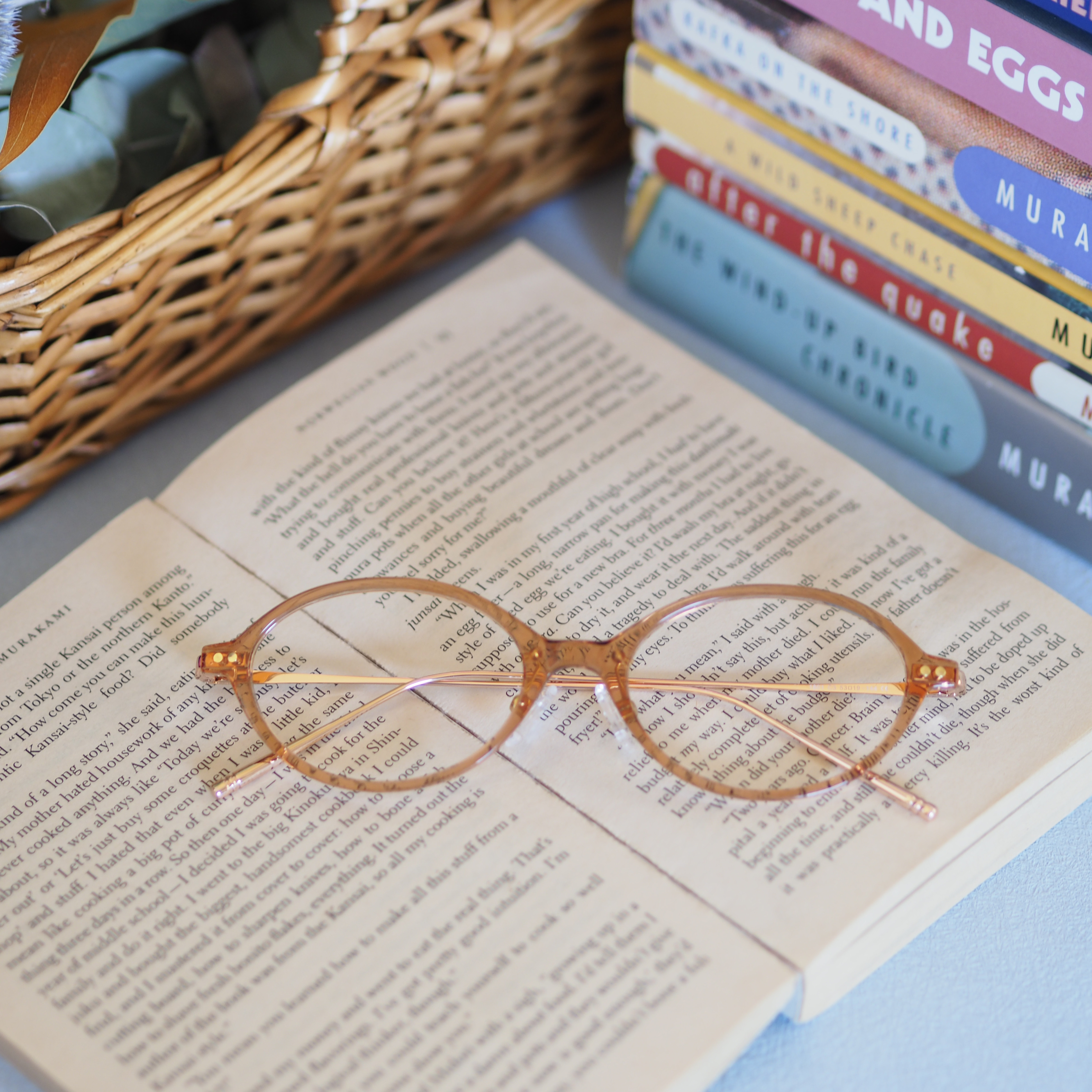 TR素材×メタル　楕円型コンビネーションフレーム｜ピンクベージュ×ピンクゴールド