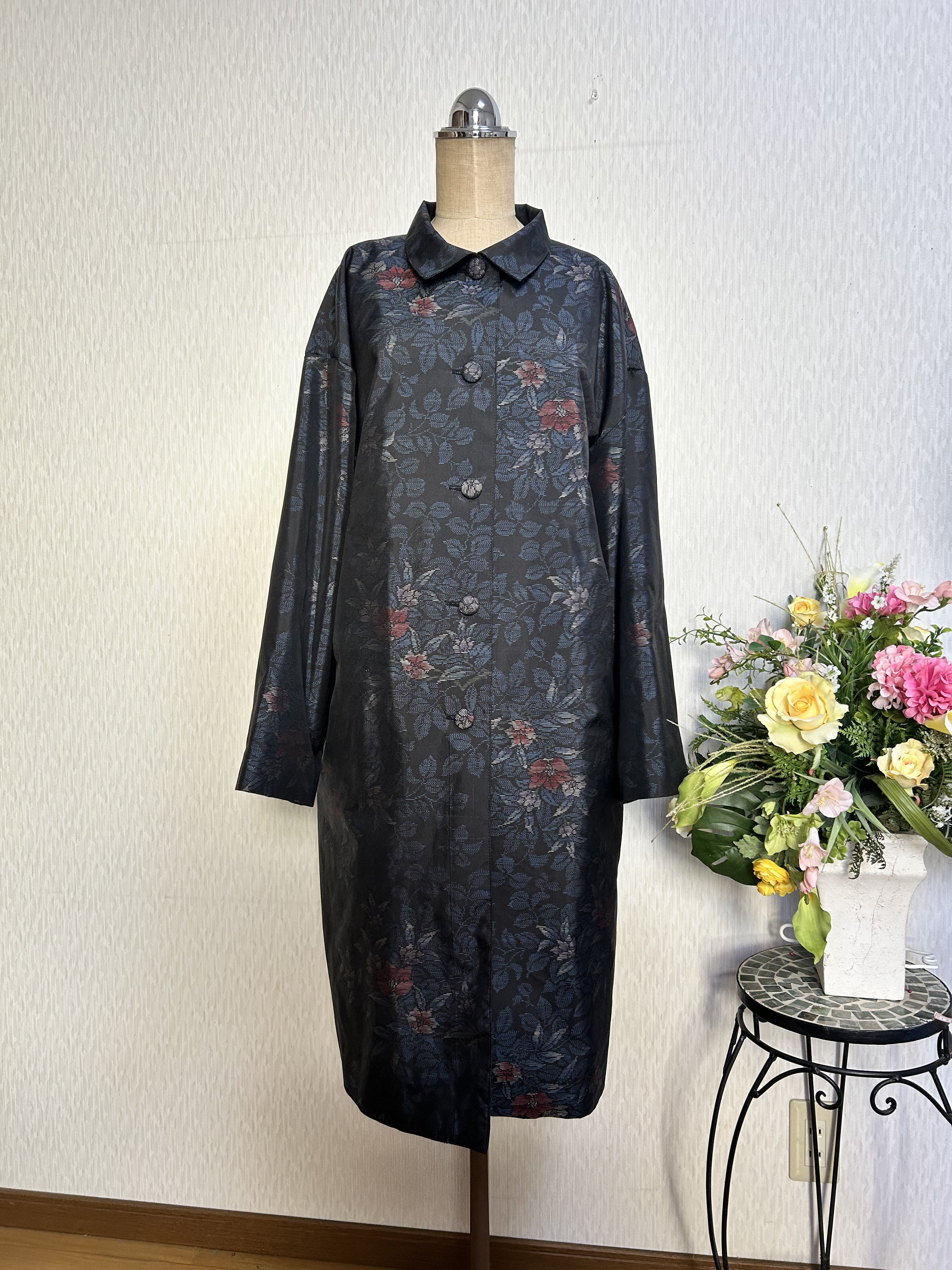 大島紬と絞りのコート