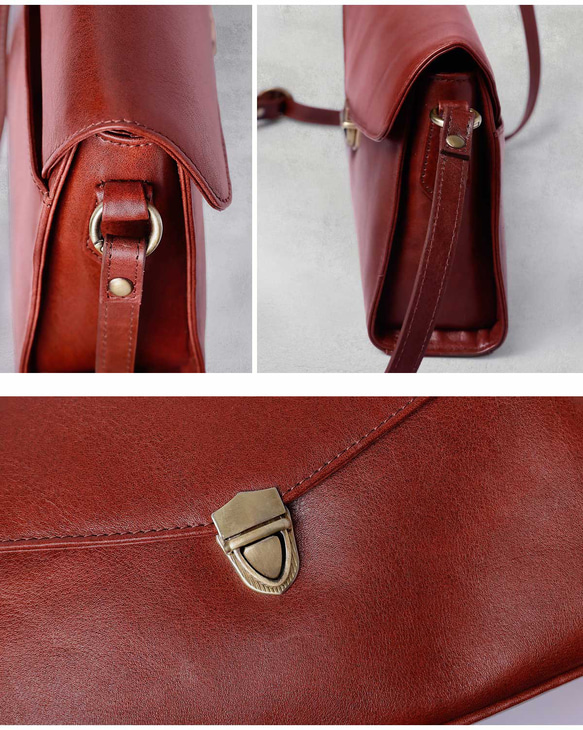 正式兩用肩背包、手提包、斜背包，義大利真皮，酒紅色 HAB046-VO 第15張的照片