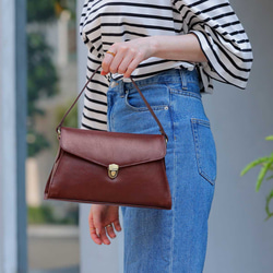 正式兩用肩背包、手提包、斜背包，義大利真皮，酒紅色 HAB046-VO 第1張的照片