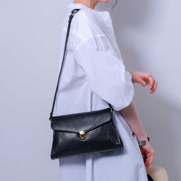 正式兩用肩背包/手提包/斜背包，義大利真皮，黑色，HAB046-VO 第20張的照片