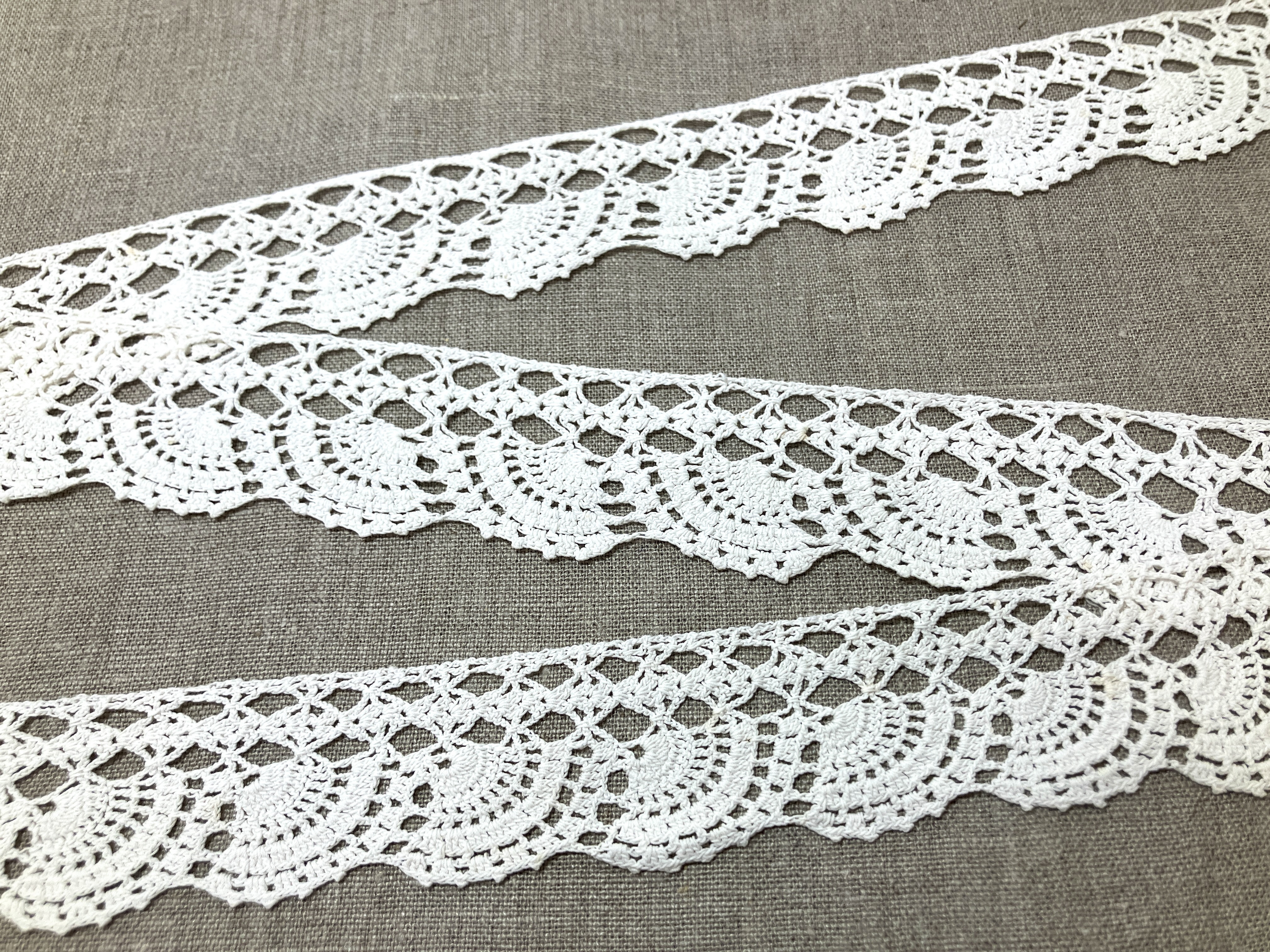 フランス240cm/巾4.5ヴィンテージかぎ針編みレース ロング