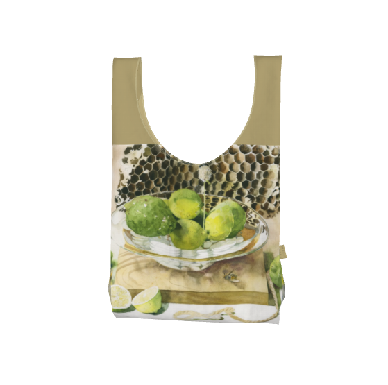 雨の日も安心で丈夫な防水パラシュート生地　青いレモンエコバック