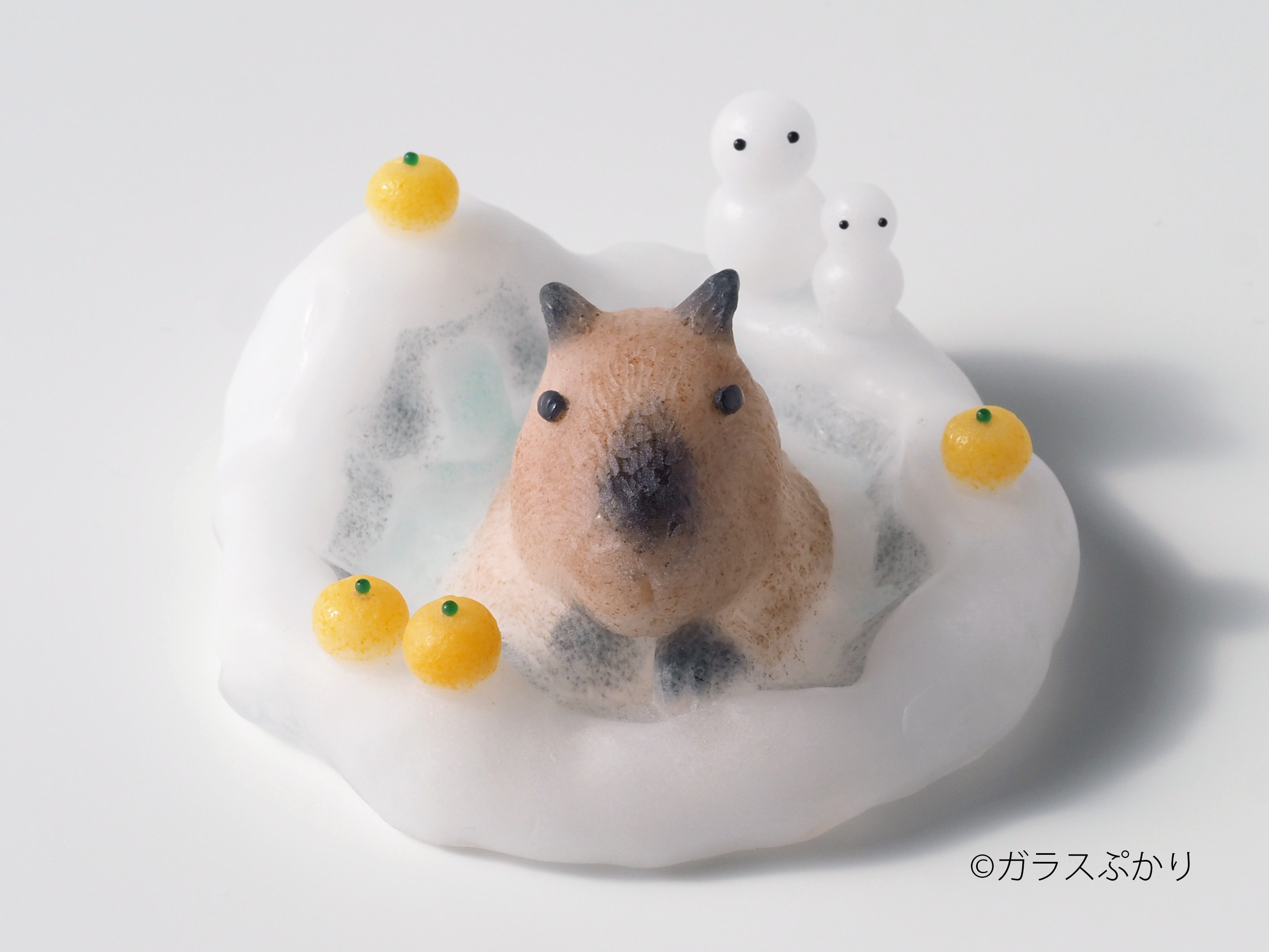 ガラス「温泉カピバラ」/オブジェ　置物