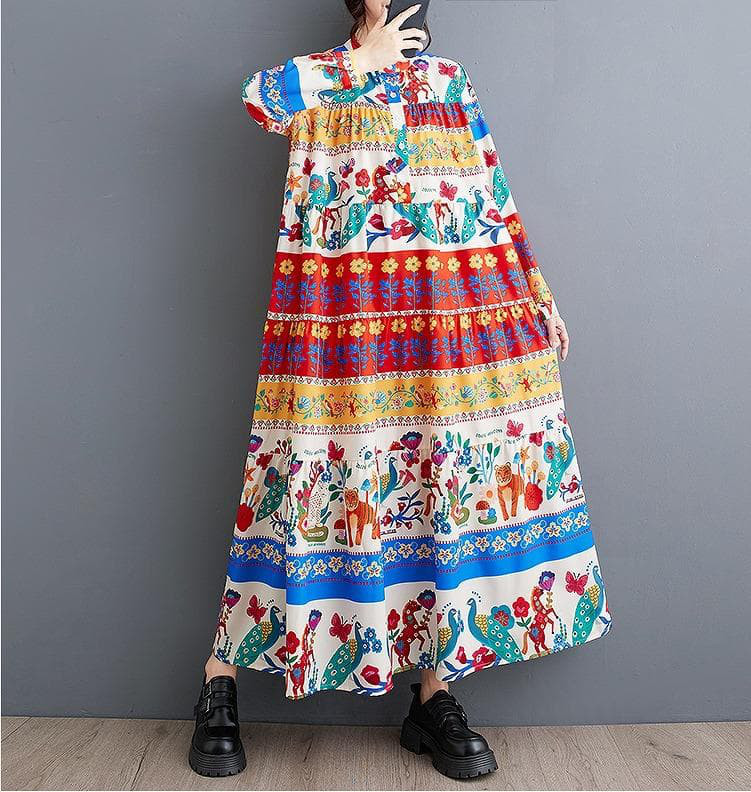 大きいサイズ レディース ロング　ワンピース　花柄　秋冬　春 新品 長袖