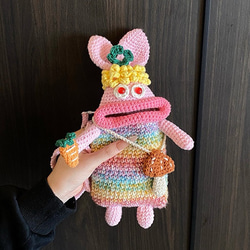 かぎ針編みのウサギのぬいぐるみ 気まぐれな編みぐるみアートドール