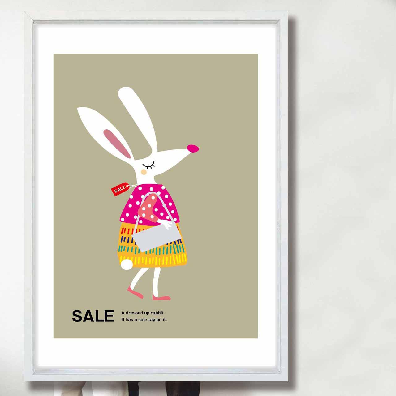 値札が付いてるよ〜　うさぎ　送料無料　あらゆるお部屋のポスター　ポスター　アートポスター　アート/sei検索新　2023