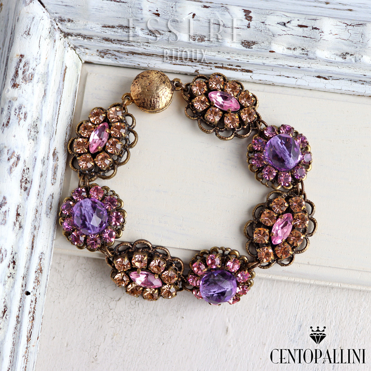 春色の夢♡ライトアメジストとクリスタルのビジューブレスレット