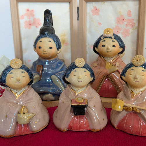 ひな人形 収納できる雛飾り ひなまつり 五人飾り（桐箱・ぼんぼり2個