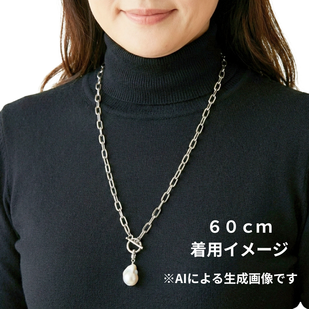 縦長ラインで、スッキリ、スマートに。【大人の縦長美人】大粒バロックパール×輝き4面カットのロングネックレス