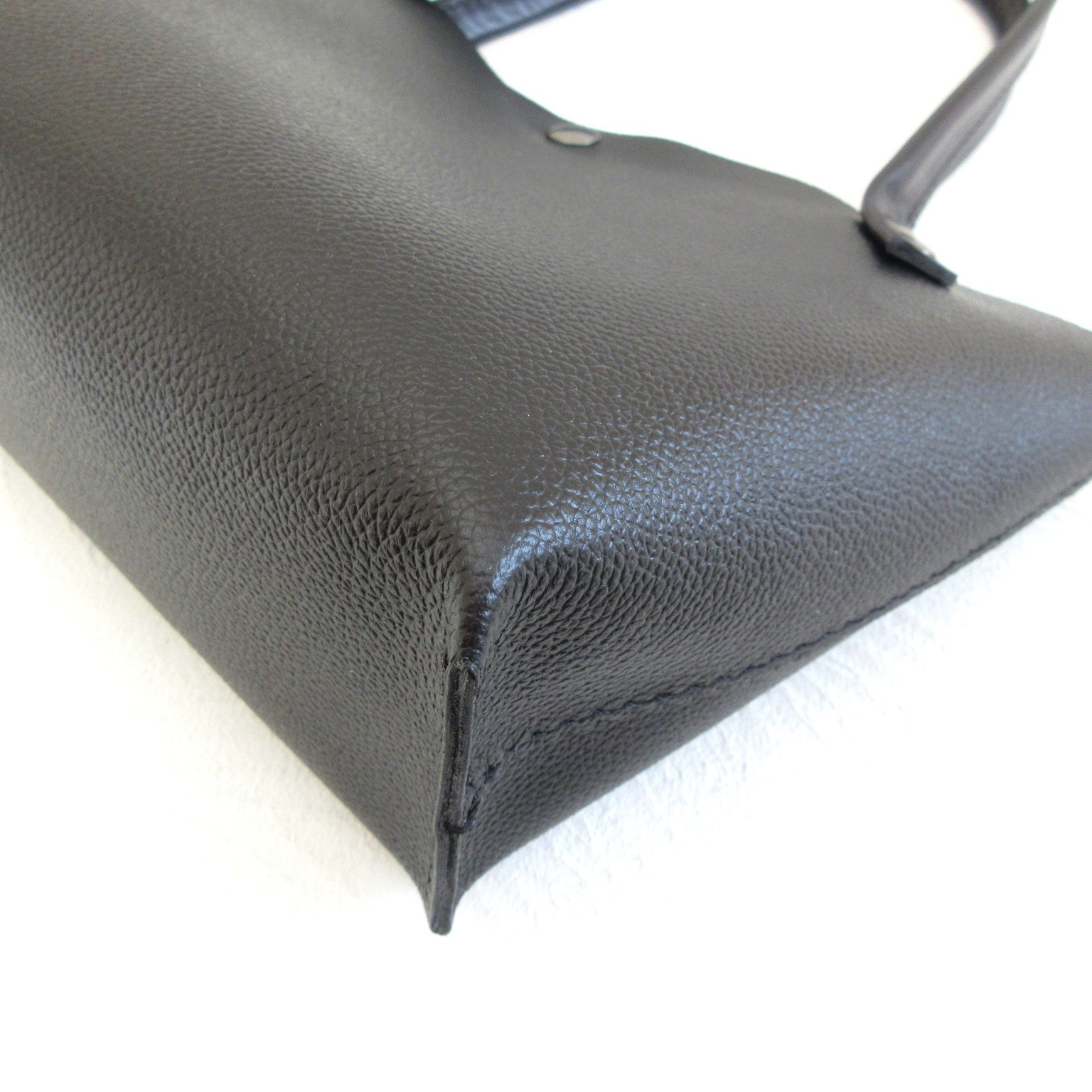 手縫い☆ショート丈＆ロングハンドル《牛革》底マチワイド・一枚革のミニトート・ブラック・0659・復刻