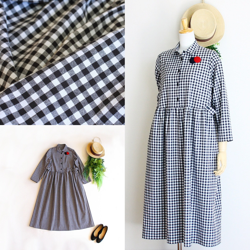 c_o_c_o_r_o　6mmギンガムチェックワンピース ロング丈