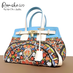 30サイズ#73◇着物帯と本革のリメイクバッグ◇remake.829 日本職