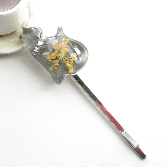 ちまたで噂のクォーツニャンコ、下町気質な野ざらしだからトシゾウと呼んでくださいニャシェ♪<1点ものヘアピン>HP283 1枚目の画像