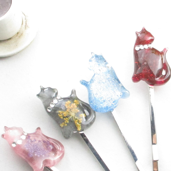 ちまたで噂のクォーツニャンコ、下町気質な野ざらしだからトシゾウと呼んでくださいニャシェ♪<1点ものヘアピン>HP283 4枚目の画像