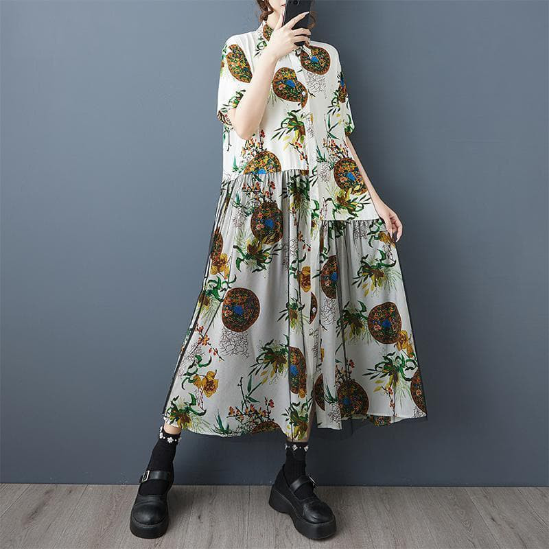 大きいサイズ ロング　ワンピース　シャツ　レディース 春夏　 新品 半袖