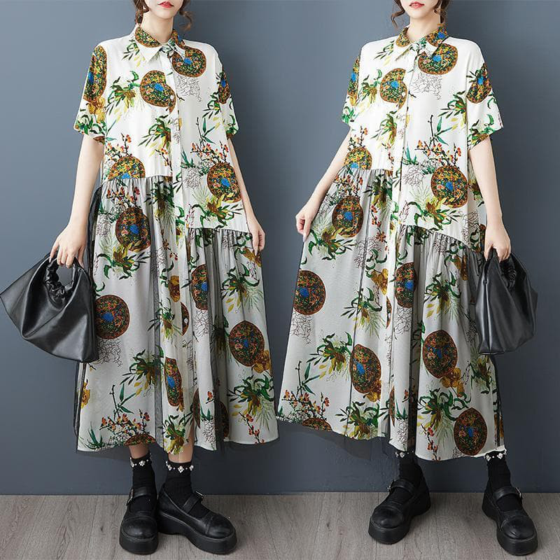 大きいサイズ ロング　ワンピース　シャツ　レディース 春夏　 新品 半袖