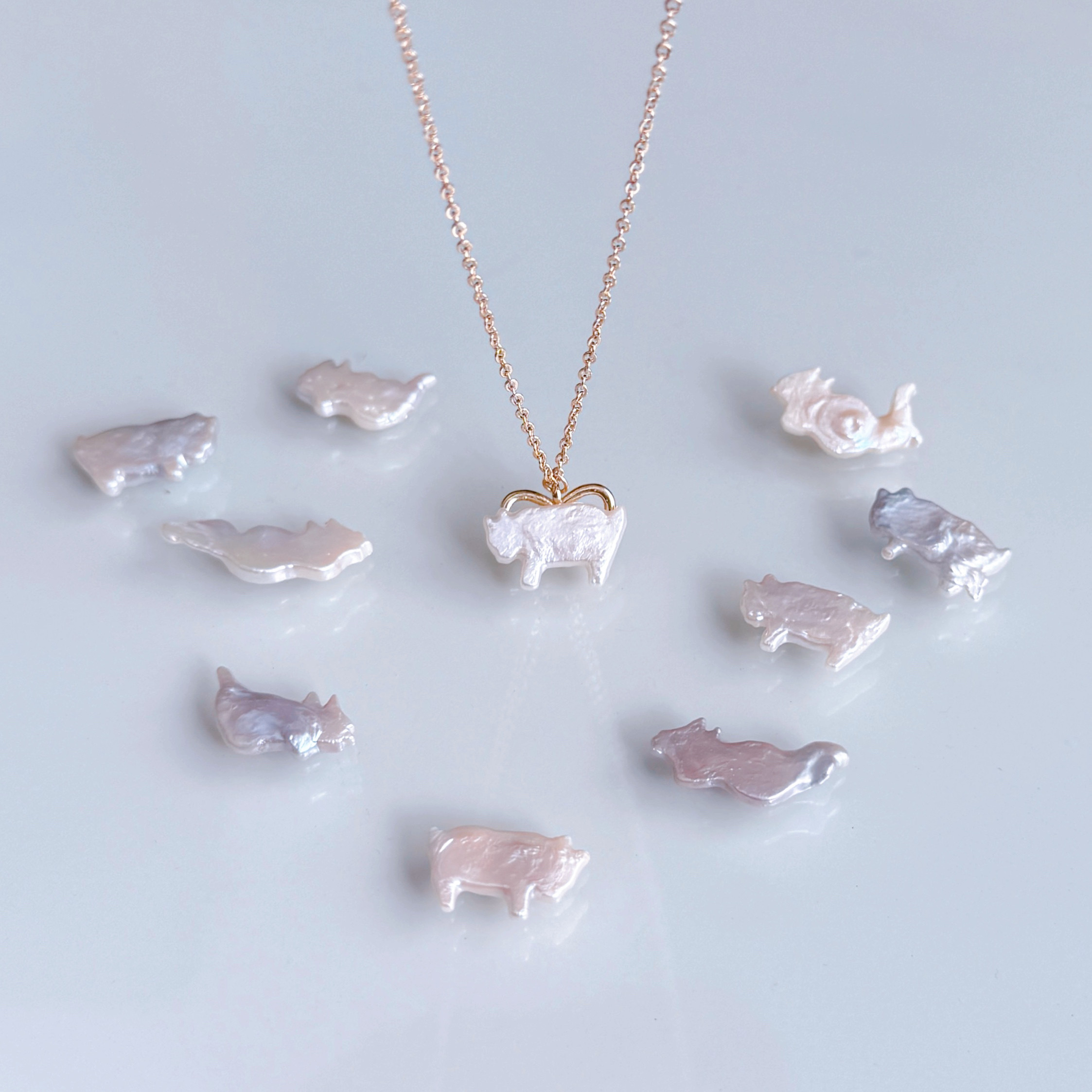 【限定品】大人 猫 モチーフ 淡水パール ネックレス 14kgf  アレルギー対応 ねこ ネコ ギフト プレゼント