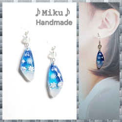 No.589-E 琉球ガラス☆鉱石型☆樹脂ポスト☆レジン☆ピアス☆オレンジ