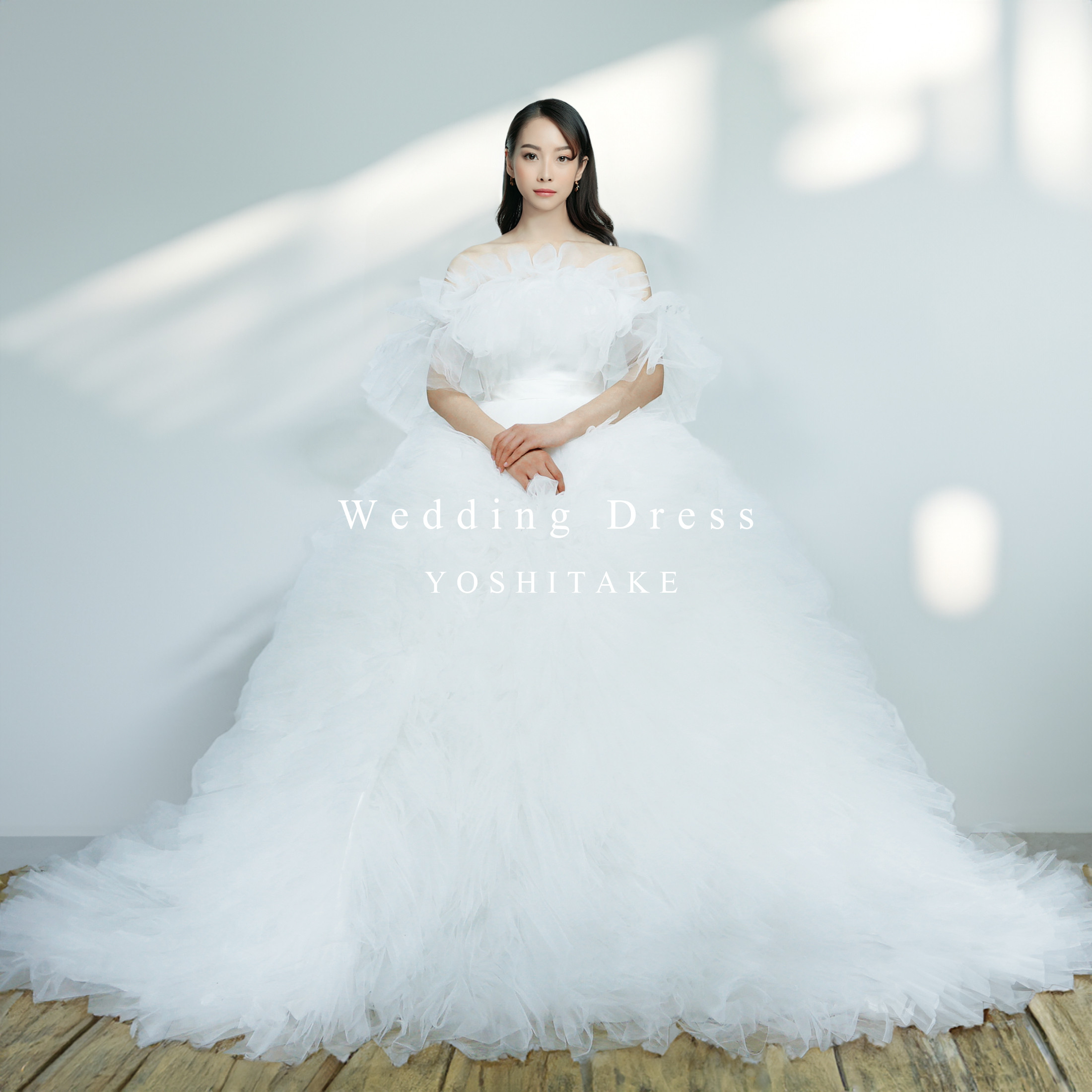 【オーダー制作】ウエディングドレス.白.チュール.プリンセスライン.ウエストリボン.Y2492