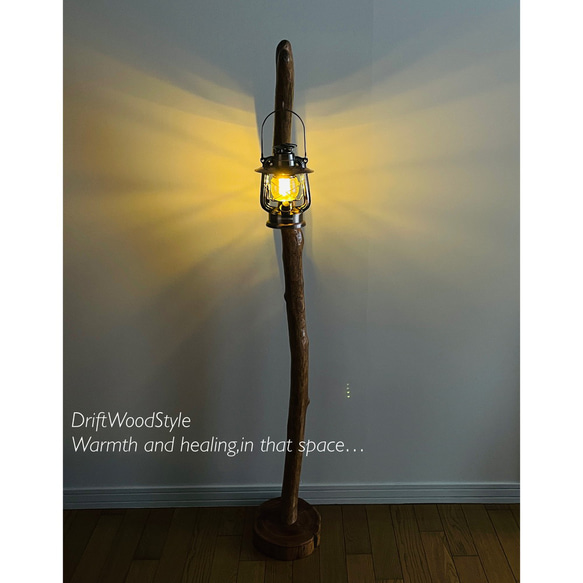 なだらかに曲線を描く古木風の大型サイズの流木スタンド ランタンやエアプラントを飾れる置物 北欧 照明 N10 8枚目の画像