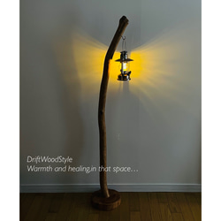 なだらかに曲線を描く古木風の大型サイズの流木スタンド ランタンやエアプラントを飾れる置物 北欧 照明 N10 2枚目の画像