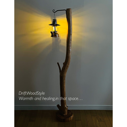 アイアンブラケットに吊るす大型サイズの流木スタンド ランタンやエアプラントを飾れる置物 看板 照明 N11 11枚目の画像