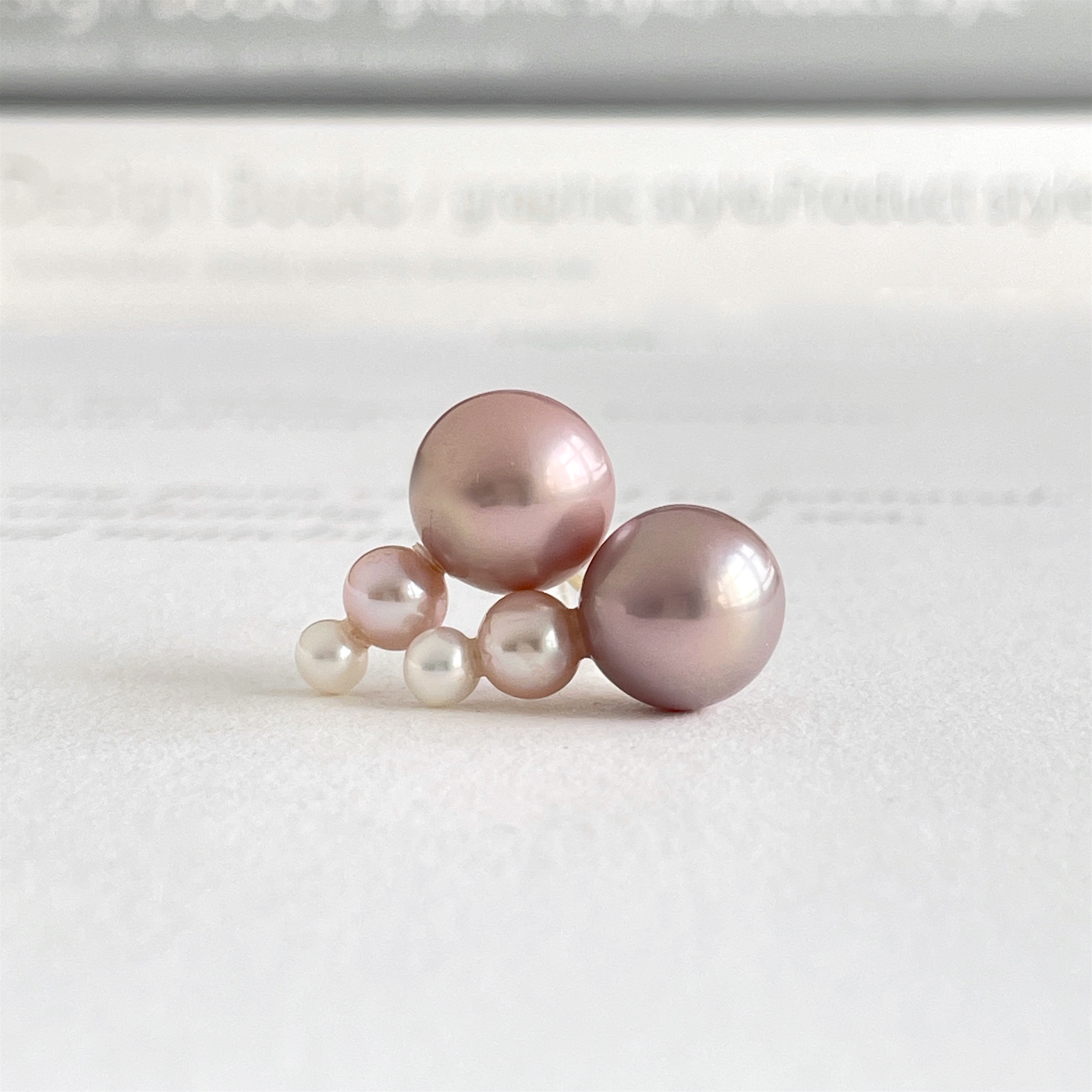 淡水パール・アコヤパール ３粒スリーカラーピアス　K14gf　発表会 式 ちょっとワケあり