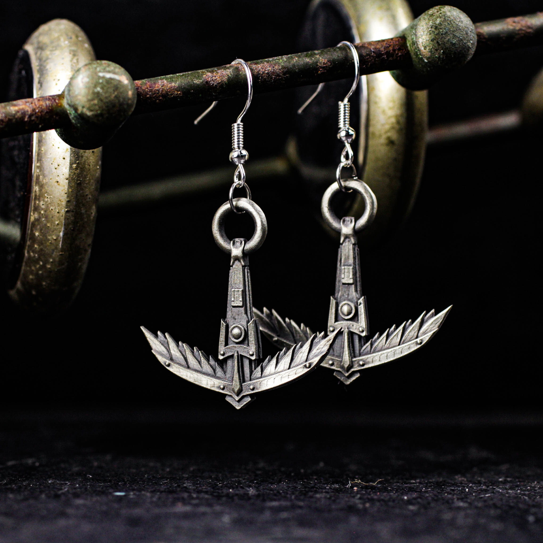 翼のあるアンカーペンダント - 925シルバーハンドメイドゴシックメカニカルネックレス